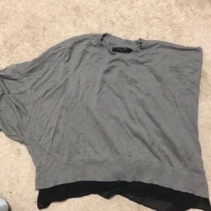 All Saints knit top with black chiffon trim